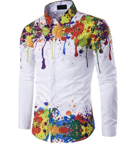 

2019 новое осенне-зимнее мужское корейское издание плечо снизу посыпано чернилами печатные рубашки с длинным рукавом завод прямых продаж, White;black