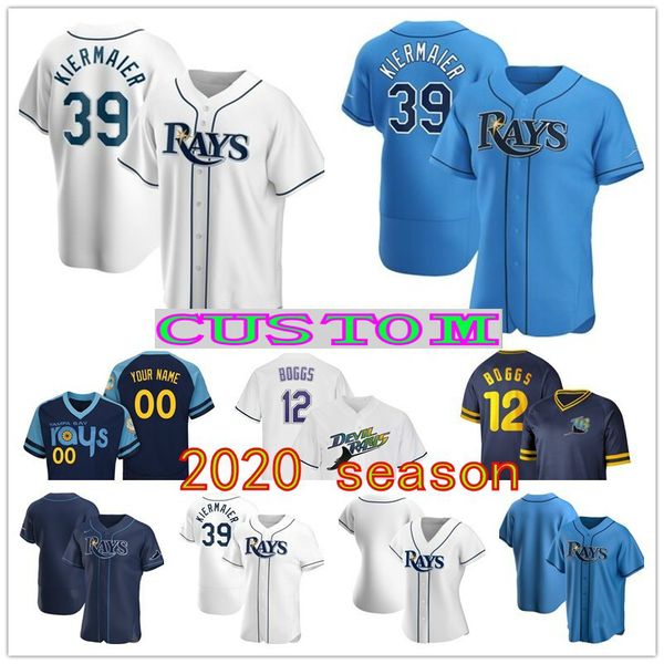 

2020 tampa bay baseball rays jersey 39 kevin kiermaier 11 hunter renfroe 2 yandy diaz 25 yoshitomo tsutsugo 40 jose martinez wade boggs 5xl, Blue;black
