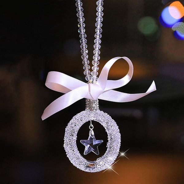 

transparant shining crystal car pendant christmas gifts rearview mirror hanging ornaments car interior accessories decor