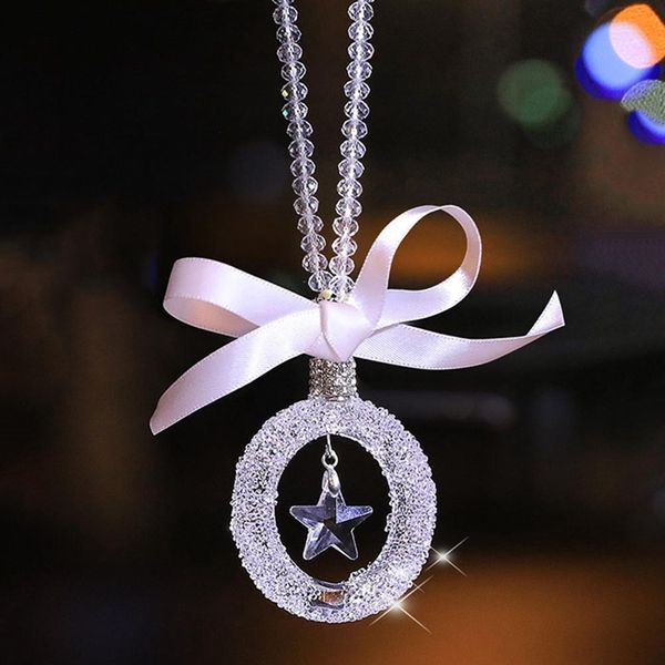 Transparant Shining Crystal Car Pendant Christmas Gifts Rearview Mirror Hanging Ornaments Car Interior Accessories Decor Car Accessories For Interior