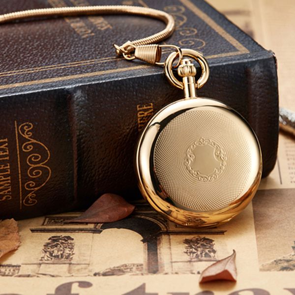 

gorben gold fashion vintage mechanical hand winding pocket watch fob chain necklace steampunk pocket watch gifts, Slivery;golden