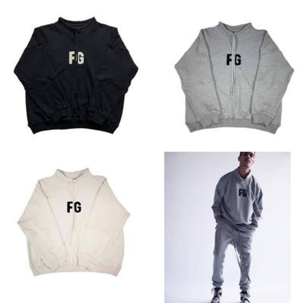 

fg essentials season 6 sweatshirt men women crewneck winter hoodies hip hop casual west streetwear harajuku hoodie, Black