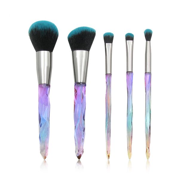 

5pcs transparent crystal makeup brushes eye foundation powder contour brush with pvc bag beauty makeup tool