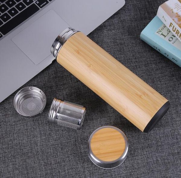 

17oz original bamboo tumbler with tea infuser and strainer stainless steel water bottle double wall vacuum insulated travel mug