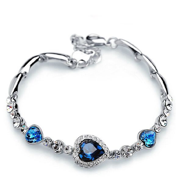 

new ocean-loving heart-shaped peach-core zircon crystal zircon bracelet fashion, Black