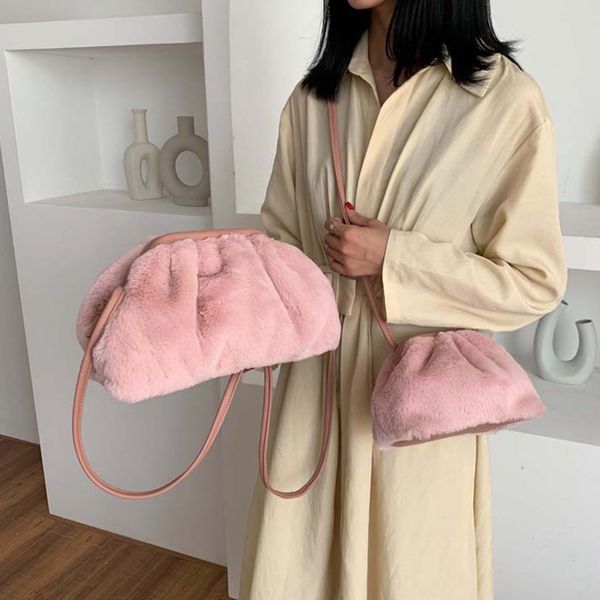 

new women handbag plush retro cloud bag winter famous faux fur dumpling crossbody bags high-quality shoulder bag purse