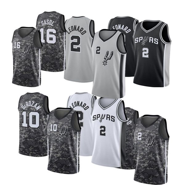 

2 leonard basketball jerseys spur grey 10 derozan men jerseys 16 gasol embroidery outdoor jersey white high quality, Black;red