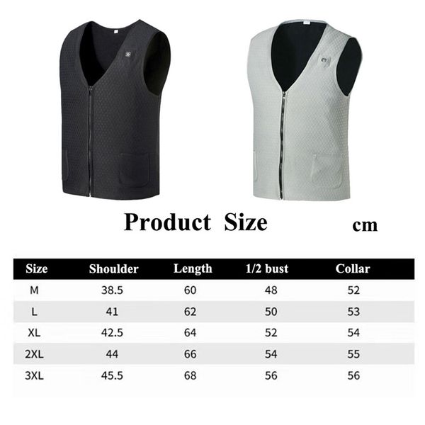 

men women outdoor usb infrared heating vest jacket winter flexible electric thermal clothing waistcoat hiking cycling vest, Black