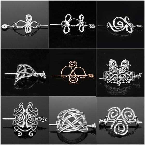 

norse viking hair sticks runes dragon hairpin knot amulet haeds hair clips stick slide accessories for wedding jewelry, Golden;white