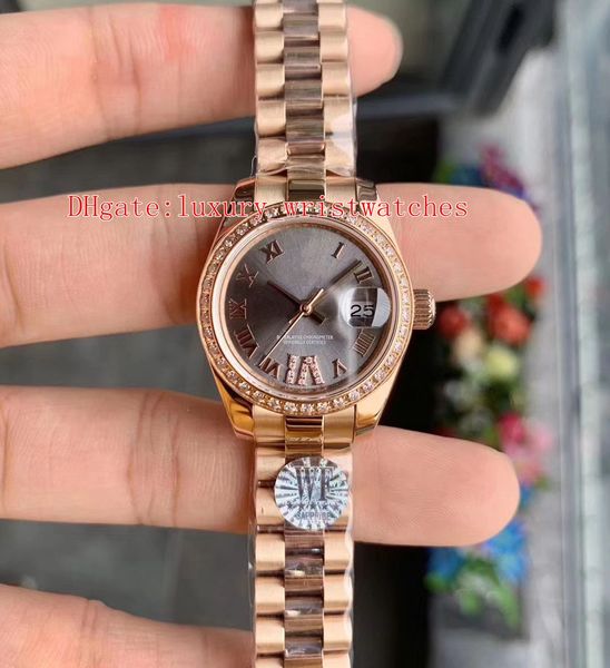 

10 style datejust pearlmaster ladies wf 279171 279173 279175 279381 28mm diamond 18k rose gold cal.2617 mechanical automatic women watches, Slivery;brown