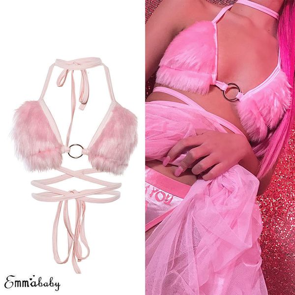 

new women fur bras pink color ladies crop ladies underwear drop shipping good quality, Red;black