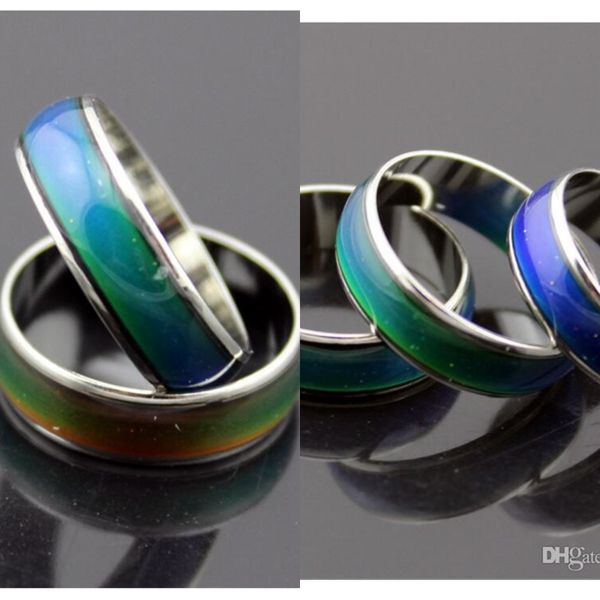 

100pcs fashion mood ring changing colors rings changes color to your temperature reveal your emotion fashion jewelry, Silver