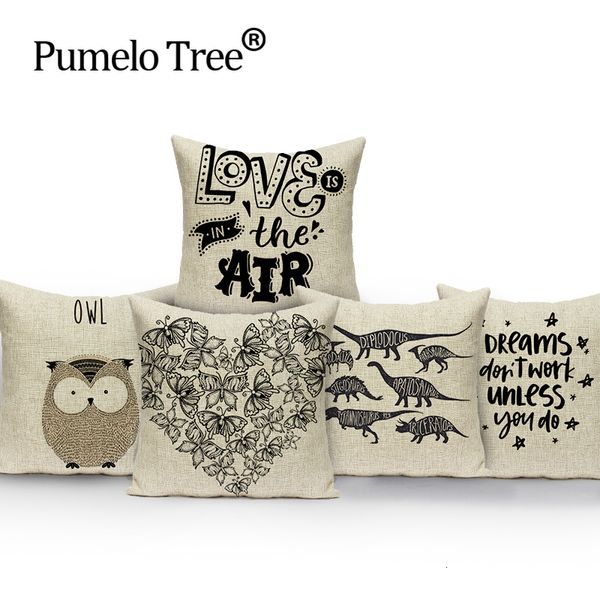 

мультфильм животных площади красочный главная подушка декоративная мягкая автокресла чехлы льняные полосы сову медведь костюм подушки almoha