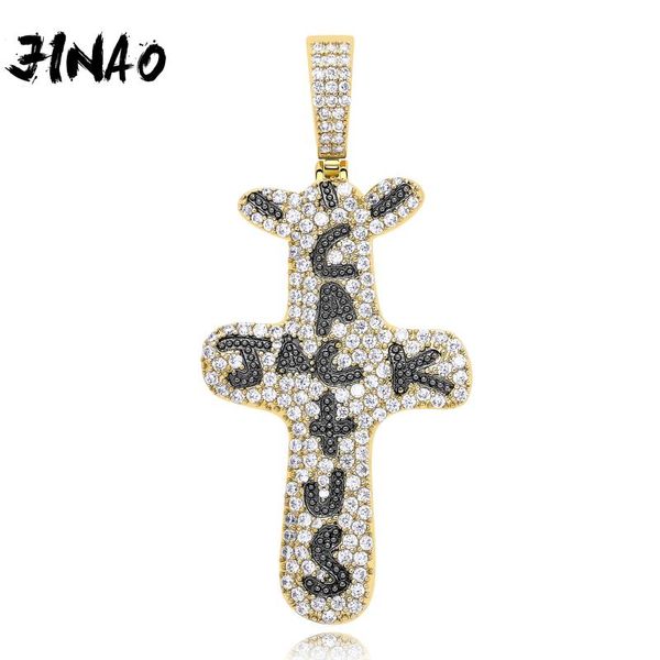 

jinao нового хип-хоп моды out cactus jack письмо о ожерелье bling cubic циркона мужских очарования ювелирных подарков, Silver