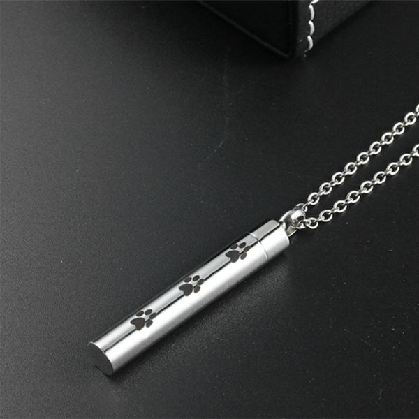 

paw print dog / cat paw print кремация ювелирные изделия пепел holder pet нержавеющей стали мемориальная урна ожерелье для keepsake подвеска