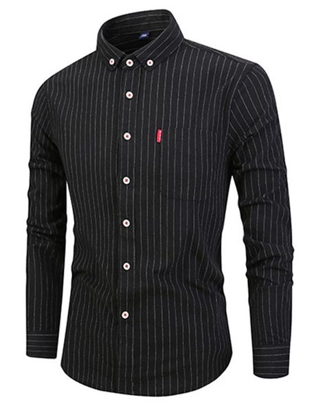 

mens designer t shirts 2019 new spring autumn men long sleeve striped shirt men's casual shirt fashion business shirt social clothing, White;black