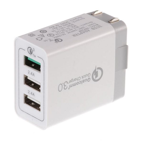 

быстрая зарядка 3 порта usb eu us uk ac зарядное устройство для домашнего путешествия быстрое адаптивное адаптер qc 3.0 для ipad iphone 7 8