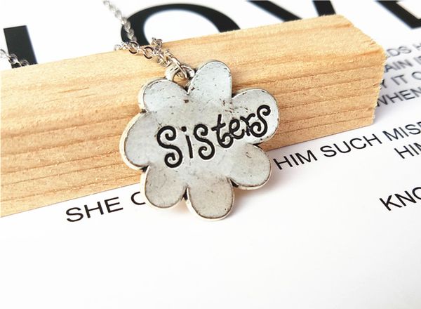 

cecmic special personalize engrave silver sister chain necklace with letters charm pendant jewelry with vintage silver