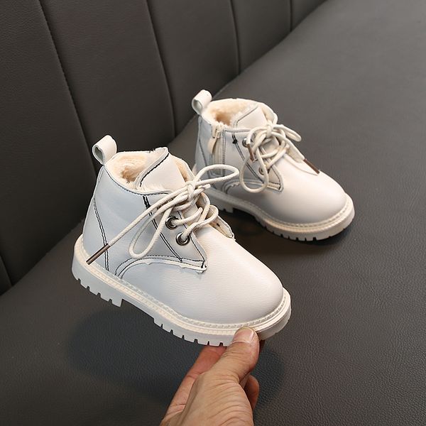 

kids martin boots snow shoes girls boys pu leather lace up children sneakers girl baby shoes sport autumn winter children, Black;grey