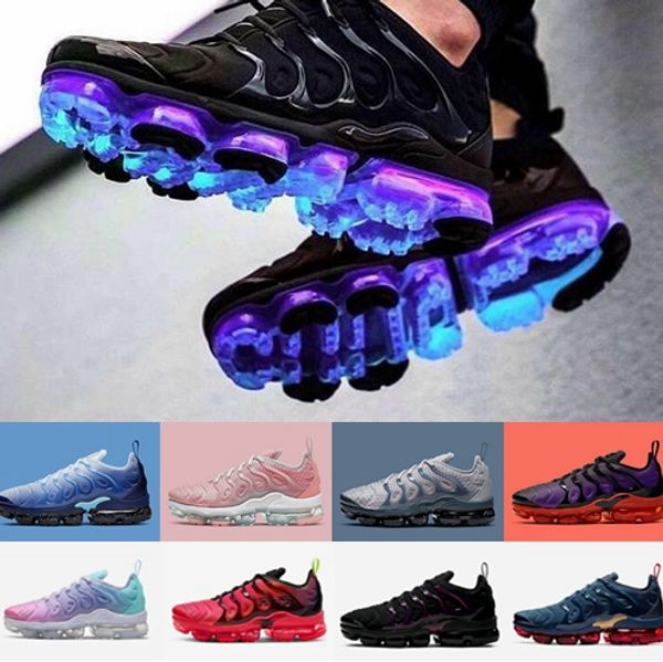 

2020 new geometric active fuchsia black tn plus women mens running shoes midnight navy voltage purple red pink tns sports sneakers