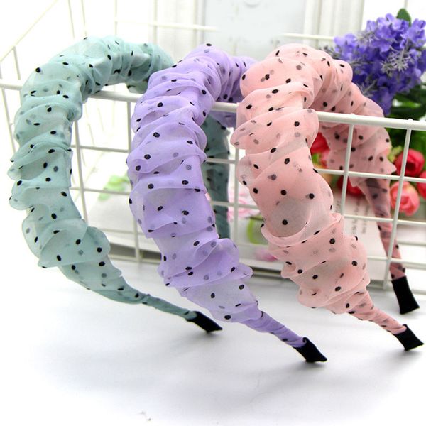 

hair accessories organza hoop fold fabric mesh yarn pleated women headband head ruched headbands wrapped wave point