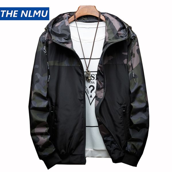 

patchwork camo jacket men hip hop windbreakers hoody jacket slim fit 2019 mens spring autumn streetwear thin coat hz044, Black;brown