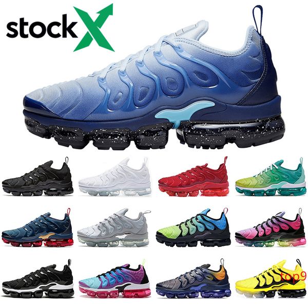 

2020 tn plus stock x men women running shoes triple black white ice blue cool grey lemon lime outdoor mens trainers sports sneakers