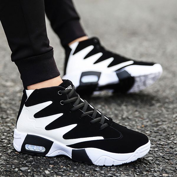 

hkxn spring men sport shoes men casual mesh sneakers high seakers breathable jogging shoes outdoor autumn, Black