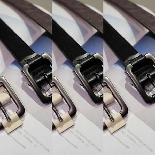 

youth all-match pu fashionable simple youth full metal square buckle thin belt simple belt, Black;brown