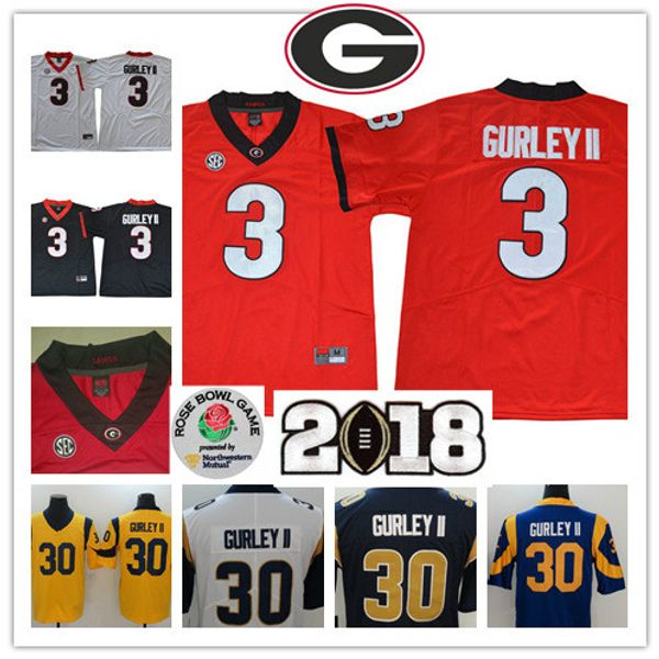 

ncaa # 3 тодд герли ii georgia бульдогов college football трикотажных изделий # 30 todd gurley la трикотажные изделия s-3xl, Black;red