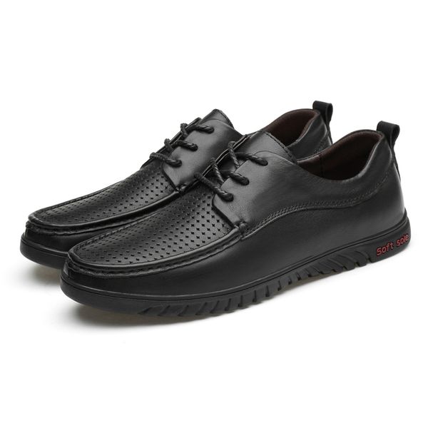 

black hollow business leather shoes men's fashion casual leather loafers shoes men breathable oxfords size 37-45 formal dress *