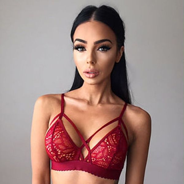 

2017 Sexy Summer Fashion Women Lingerie Floral Sheer Lace Triangle Bralette Underwear Bra Crop Top Sleep Dress