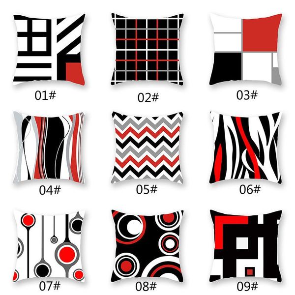 

style home nordic style red geometric line pillowcase living room office sofa cushion cover