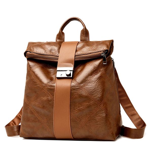 

europe and the united states trend female bag backpack women's fashion wild retro pu leather multifunctional backpack