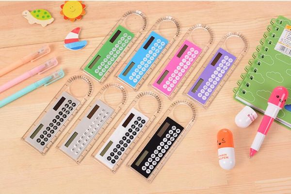 New Plastic Mini Portátil Calculadora de Energia Solar Criativo Governante Multifunções Estudantes Presente 20 pcs Epacket