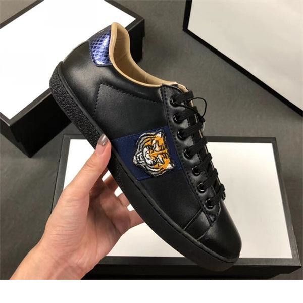 

stripe new shoes white bees ace embroidered mens & women genuine leather sneaker red bottom casual shoes, Black