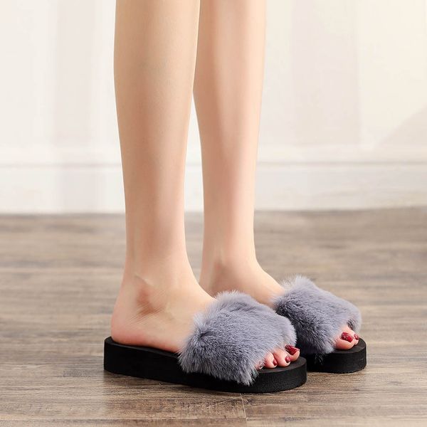 

non-slip soft winter warm house slippers 2019 new slippers home mute cute soft plush ball women interior zapatos de mujer, Black