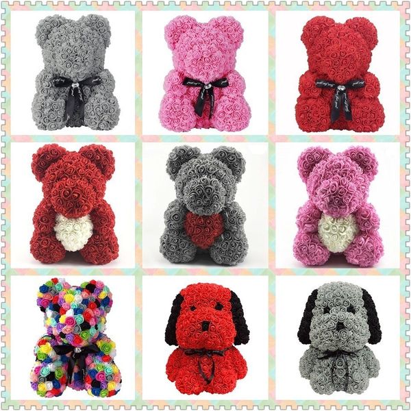

wholesale 25\40cmcm red bear rose teddy bear rose flower artificial decoration christmas gifts for women valentines gift