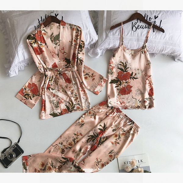 

satin silk plus size pajamas for womens set pyjamas button pigiama pjs winter mujer pijama sleepwear nightwear 2pcs, Black;red