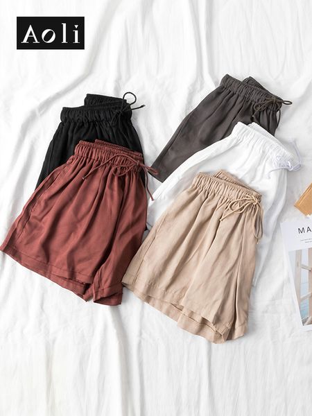 

aoli short women high waist mini shorts sports loose elastic skort harajuku black white female pants ddk910021, White;black