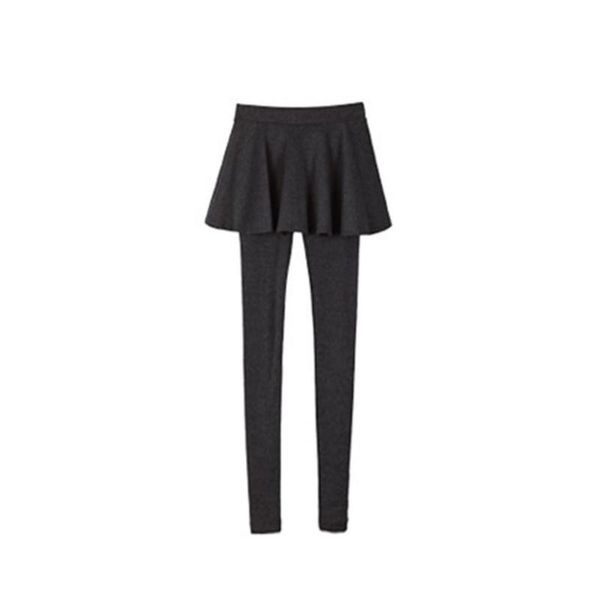 

autumn and winter women wear fake two-piece leggings plus velvet pleated skirt, Black