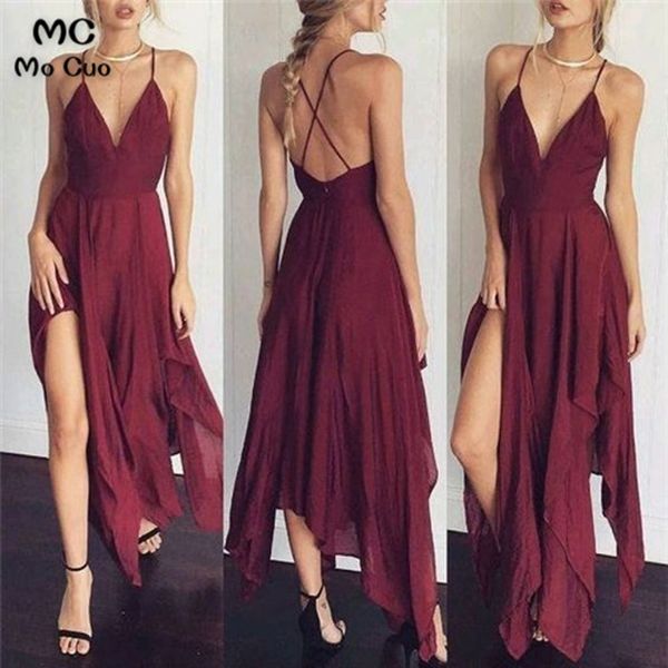 

burgundy wholesale price evening dresses long slit criss cross chiffon prom gown vestidos de fiesta chiffon women evening dress, White;black