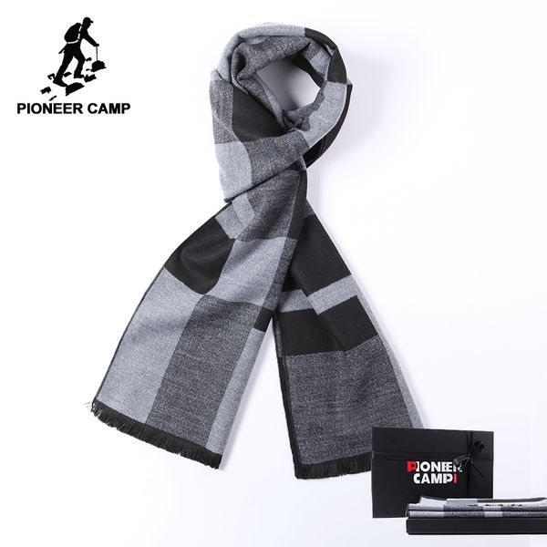 

pioneer camp new arrival mens plaid scarf with gift box soft warm scarves male autumn winter quality scarf for men awj701392a, Blue;gray