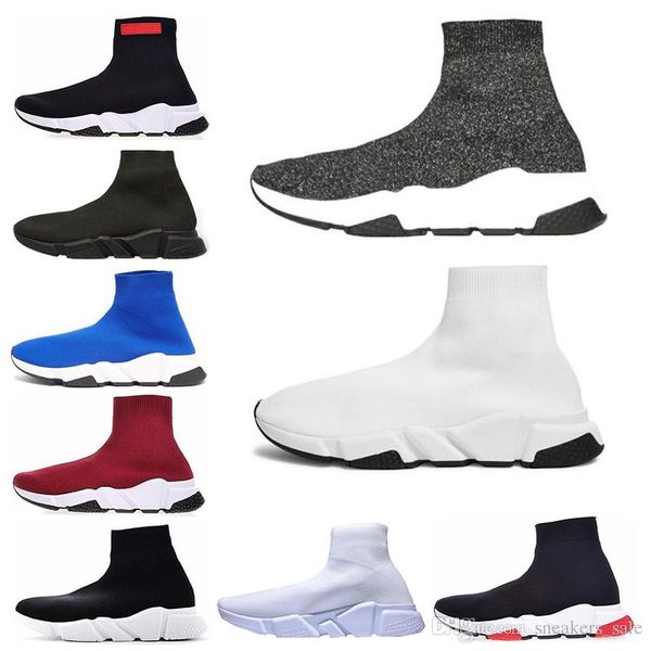 

speed trainer men women sock shoes black white blue red glitter flat fashion luxury mens trainers runner sneakers eur 36-45