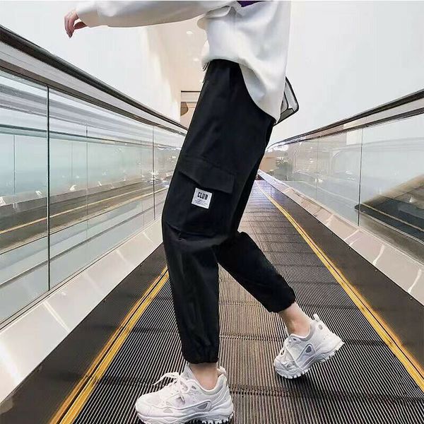 

women pants new fashion cargo loose trousers army combat casual jogger pants tracksuit bottoms, Black;white