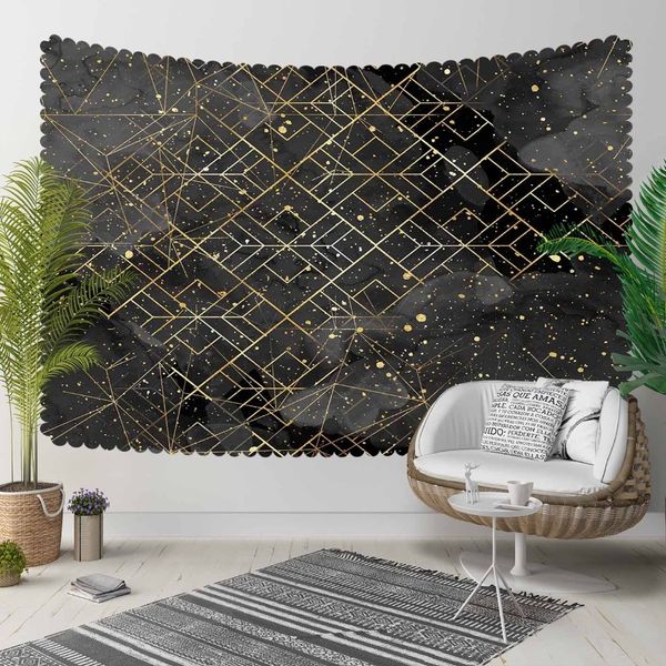 

else black golden yellow stars геометрические линии 3d print декоративные hippi bohemian гобелен гобелен пейзаж стена искусство