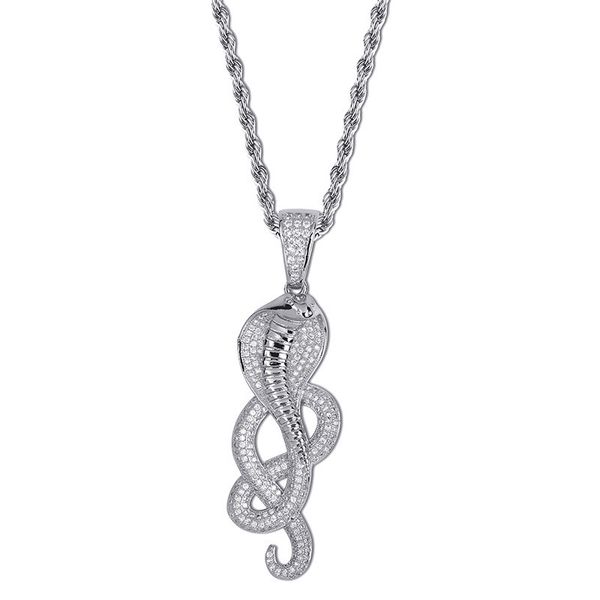 

hip hop iced out animal snake king necklaces pendant 4mm tennis chain necklace 4mm tennis chain gold silver color bling cubic zirc7843743