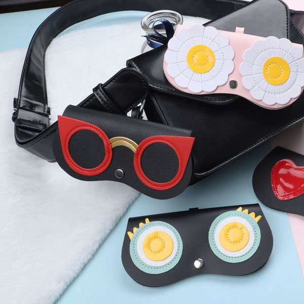 

naloain sunglasses case women pu leather cute cartoon eye glasses bag storage protection sun glasses box, Silver