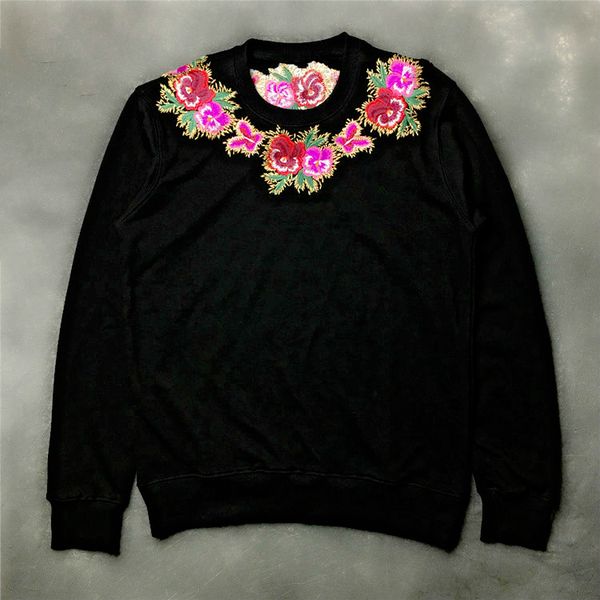 

mens designer hoodies givh1 new fashion brand luxury embroidery flowers, flowers, golden thread couple dress fast shipping, Black
