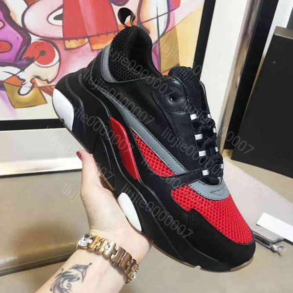 

new arrival canvas calfskin casual shoe mans woman sneaker fashion mixed colors black grey b22 technical knit designer shoes size 35-46 s02